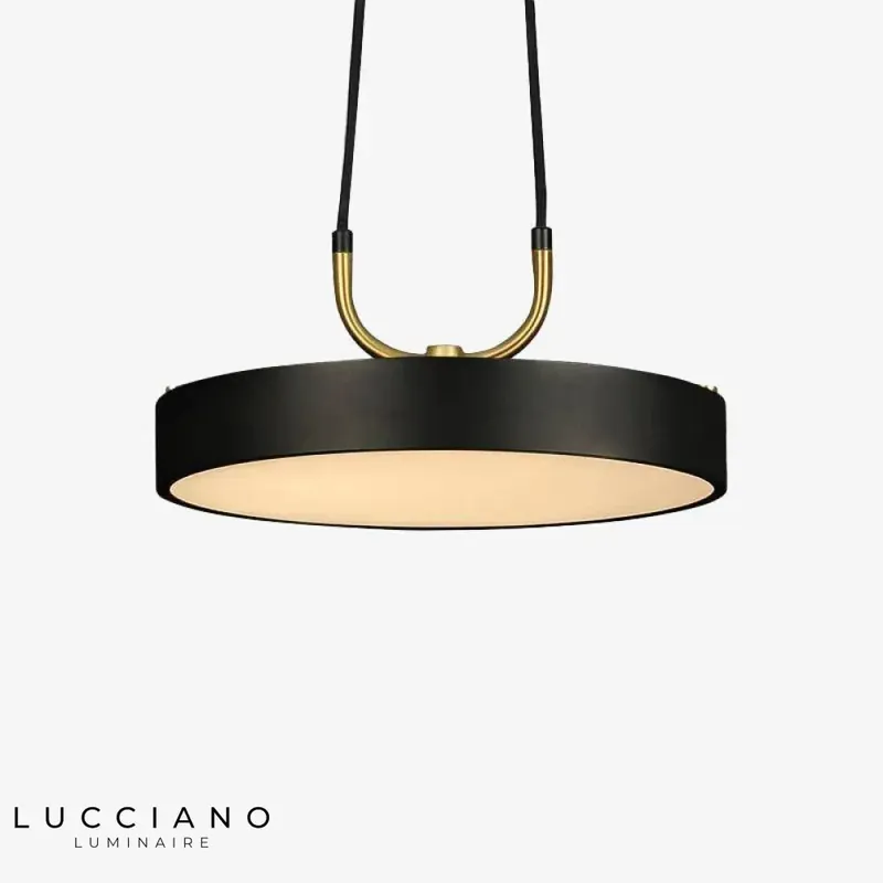 Suspension LED disque métal noir