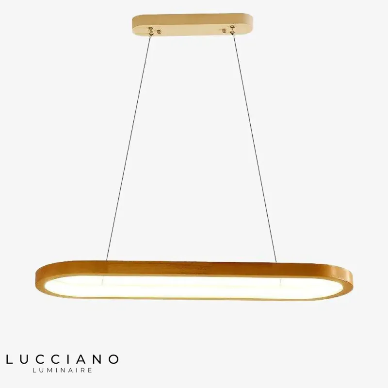 Lustre LED Anneau Bois Design