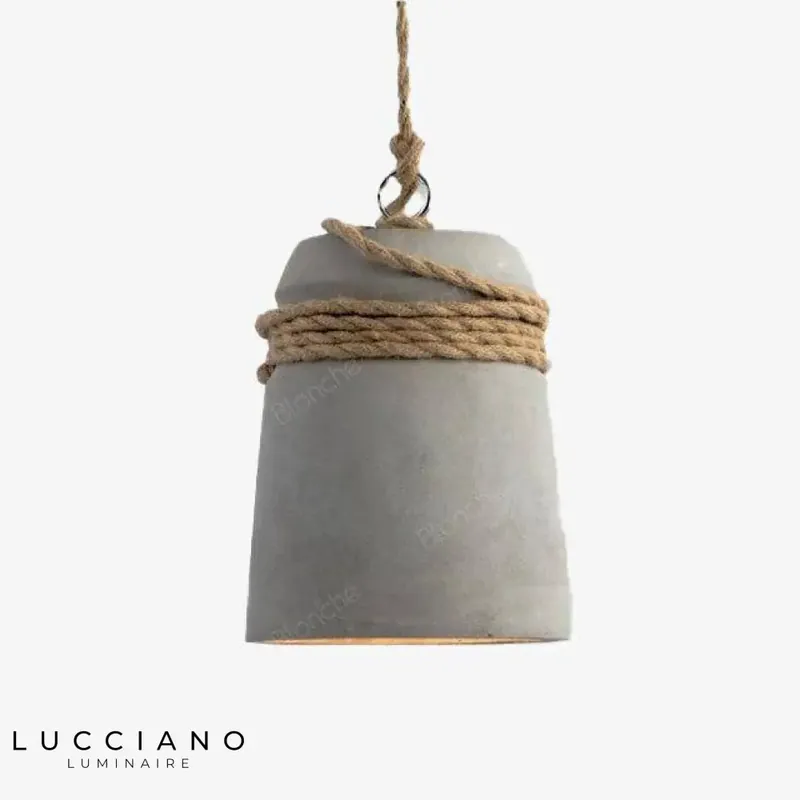 Suspension LED ciment et corde rustique
