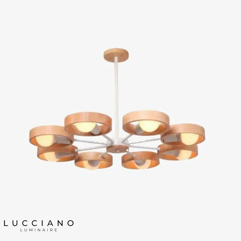 Lustre LED moderne disque bois Japan