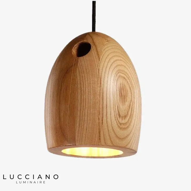 Suspension LED Abat-jour Bois Arrondi