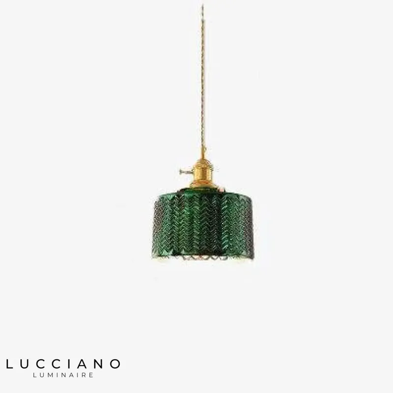 Suspension LED rétro verre vert Yuja