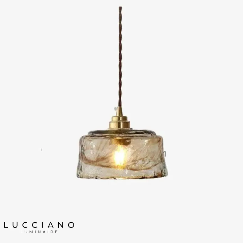 Suspension LED rétro cuivrée en verre