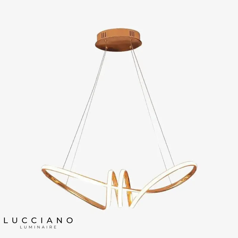 Lustre LED design spirales dorées