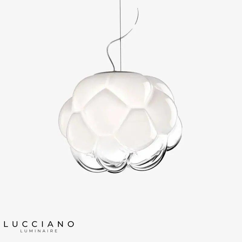 Suspension LED en verre nuage moderne