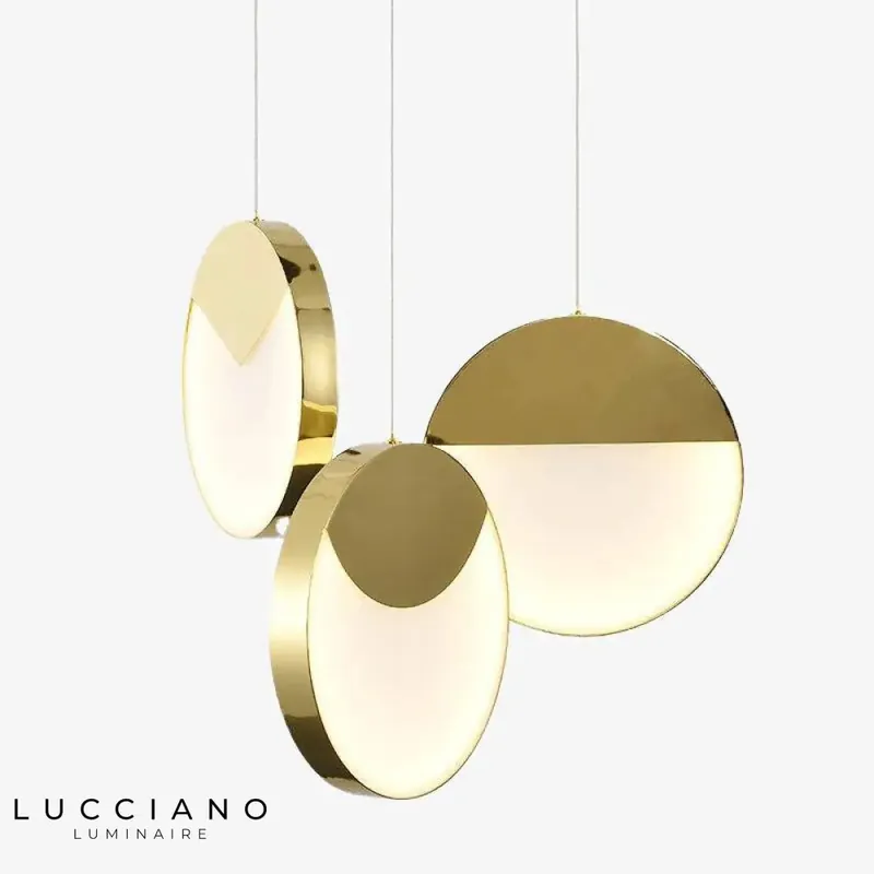 Lampe LED suspendue disque doré