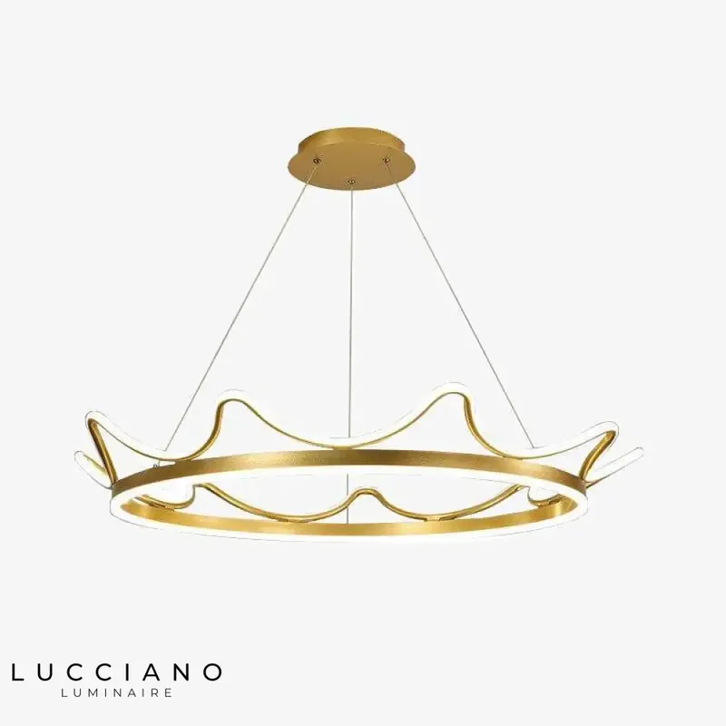 Lustre LED couronne métal doré