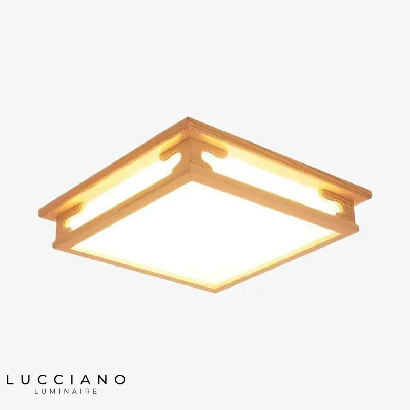 Lustre LED Carré Vintage Bois Coffee