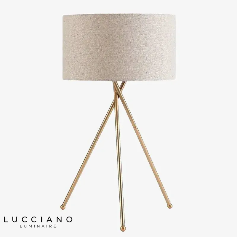 Lampe design or avec abat-jour tissu
