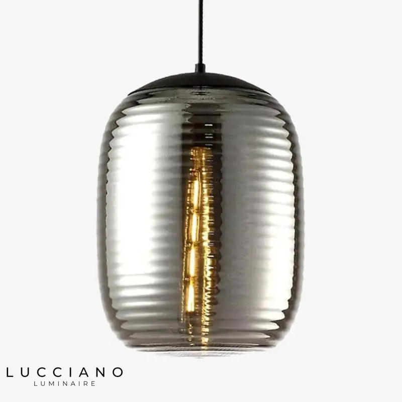 Suspension LED verre ovale industrielle