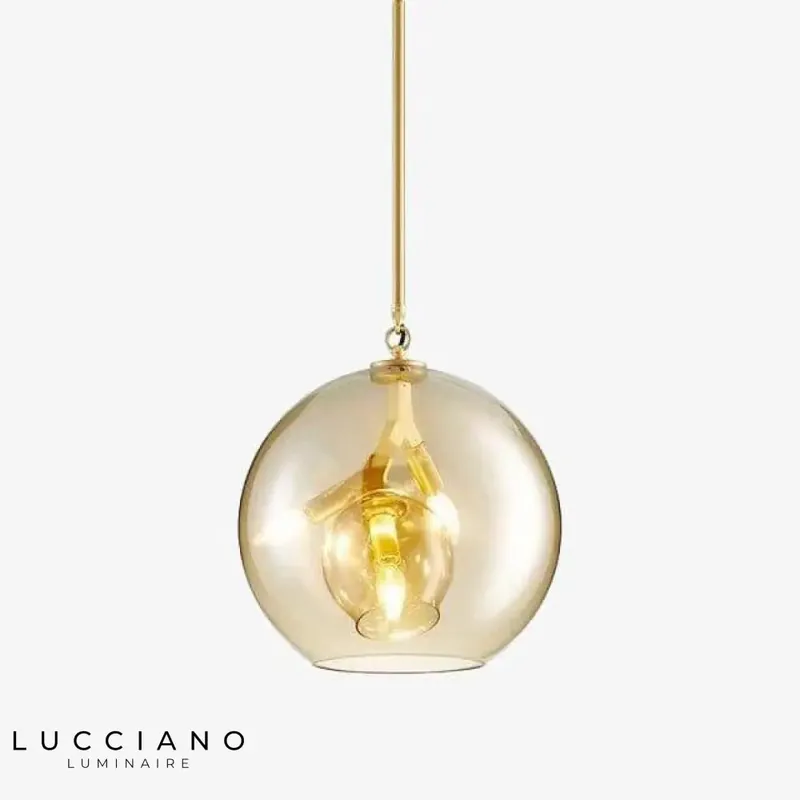 Design LED suspension verre cristal doré