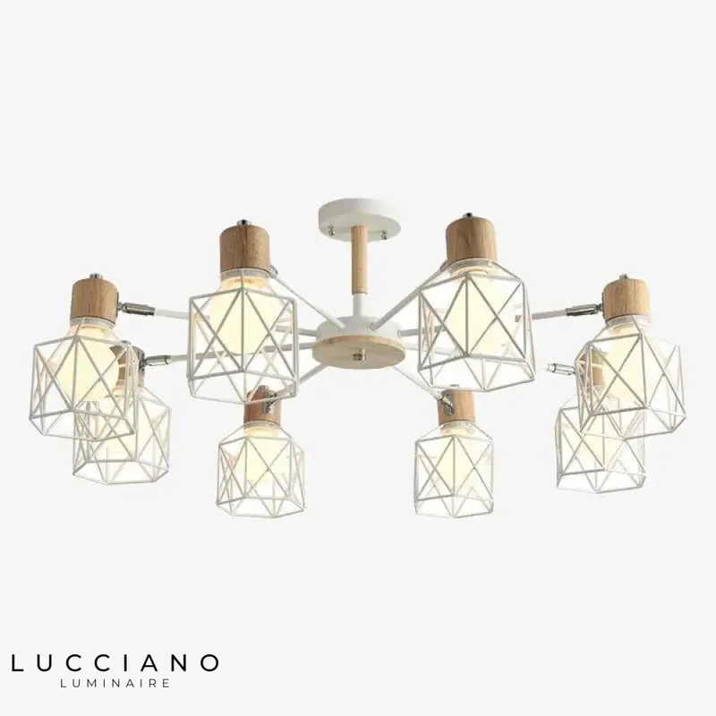 Lustre LED bois moderne métallique