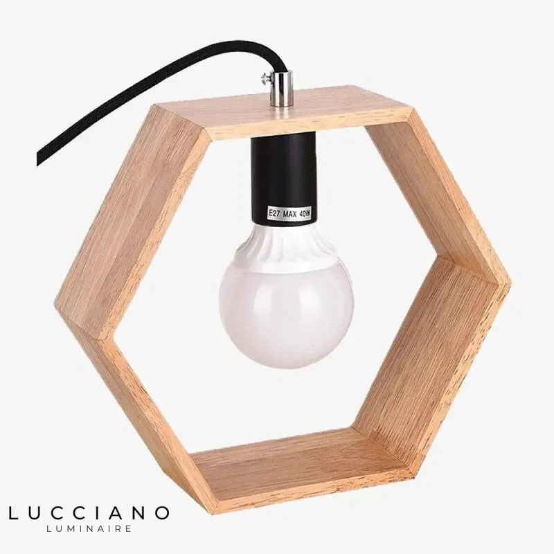 Lampe LED géométrique en bois Boti