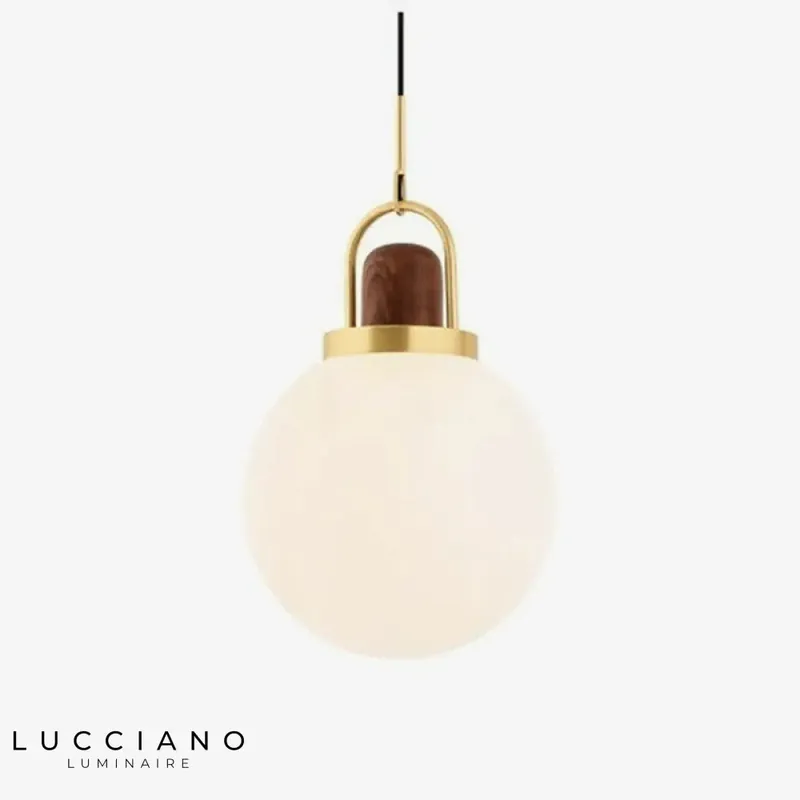 LED Suspension Verre Métal Doré Style Wood