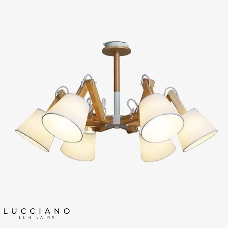 Lustre LED rétro à abat-jours vintage