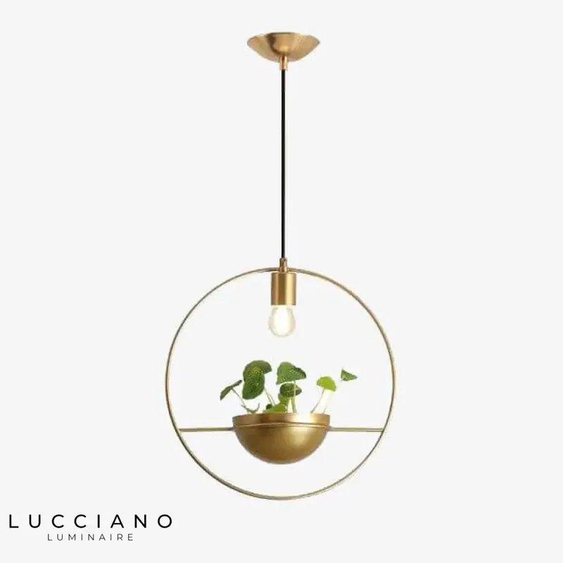 Lustre LED Anneau Doré Métal Luxueux