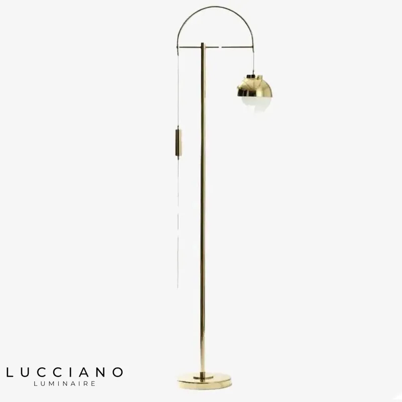 Lampadaire LED Doré avec Boule en Verre