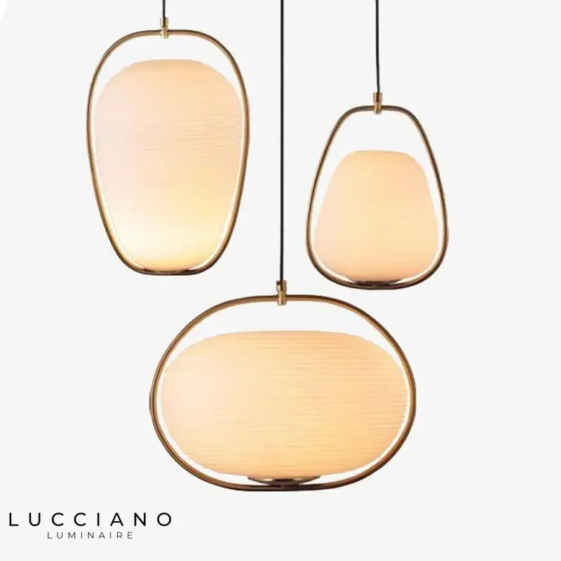 Suspension LED dorée en verre rond