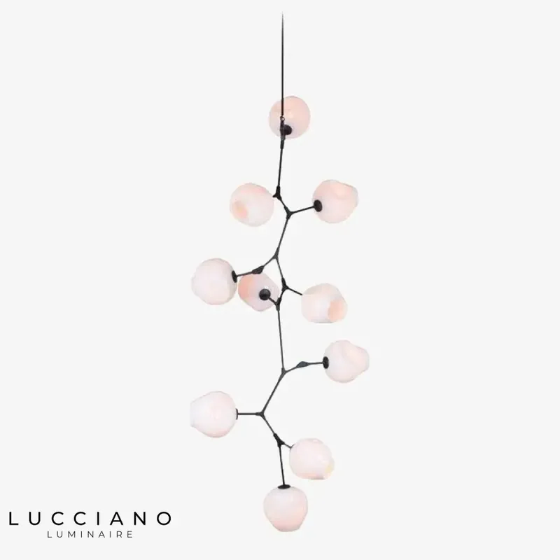 Suspension LED branche abat-jour verre
