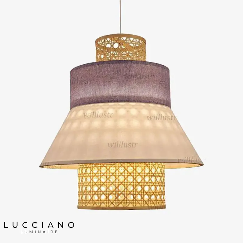 Lampe LED en rotin style japonais