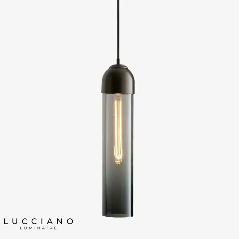 LED Design Suspension Cylindrique Verre Coloré