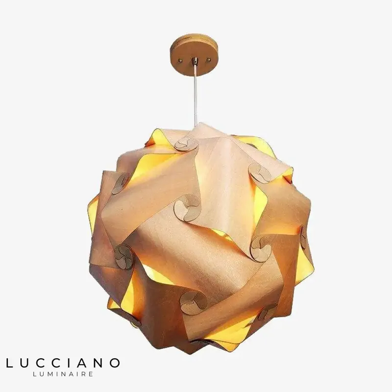 Suspension LED en bois style japonais