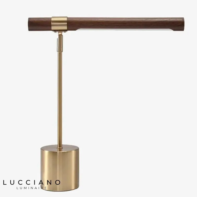 Lampe LED design dorée et bois