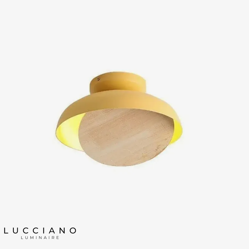 Suspension LED bois avec abat-jour coloré