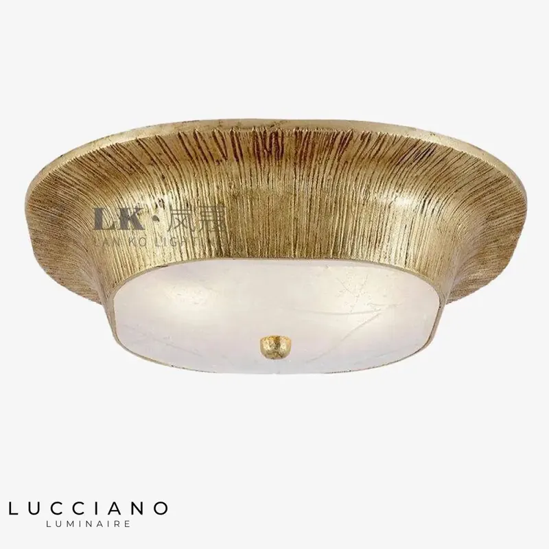Plafonnier rétro LED doré en métal