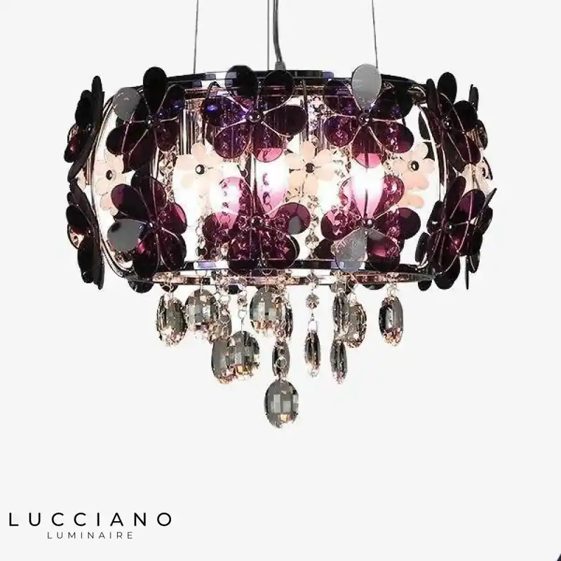 Suspension LED florale en métal luxueux