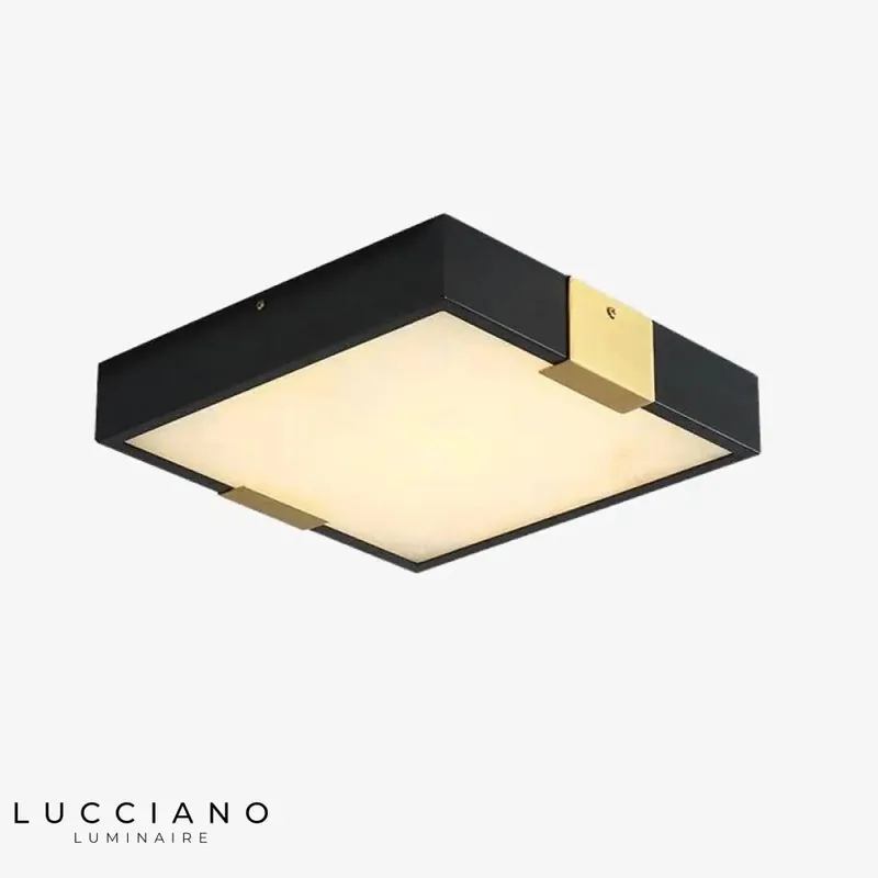 Plafonnier LED carré marbre métal