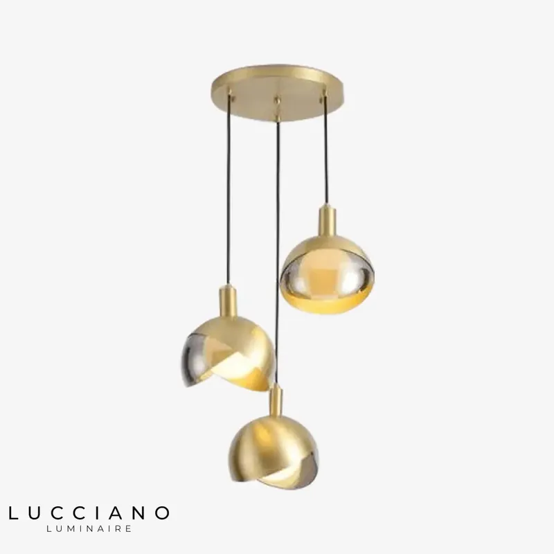 Suspension LED verre métal doré