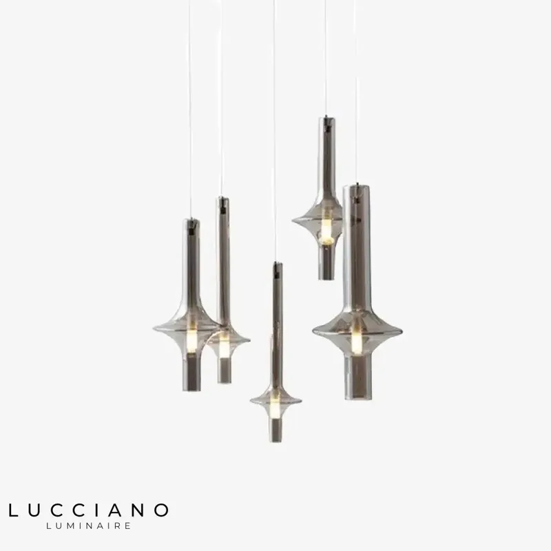 Lustre LED cylindrique en verre