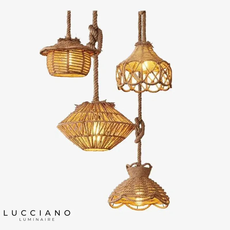 Suspension LED rustique cordage variantes