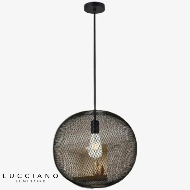 Boule noire LED suspension moderne