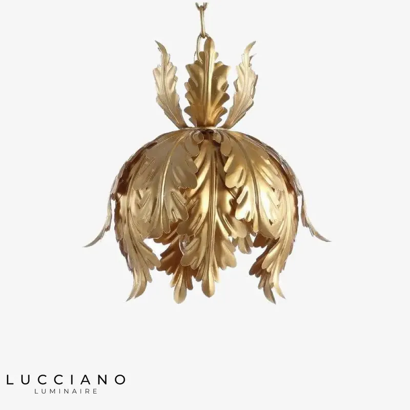 Lampe suspendue LED feuilles dorées