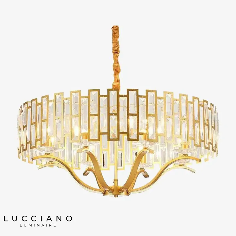 Suspension LED dorée verre hôtel