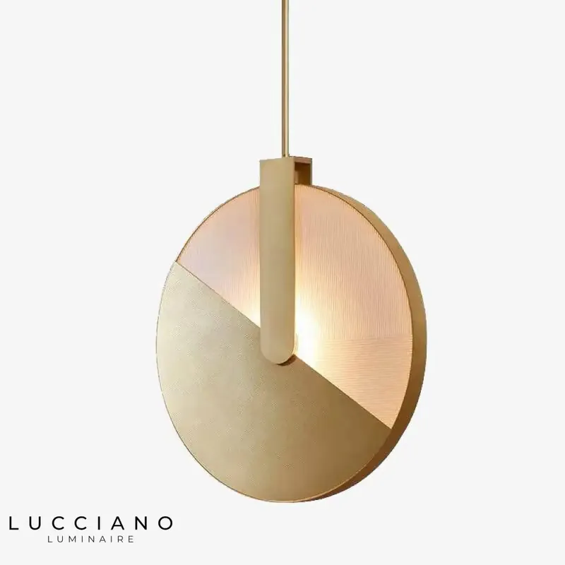 Suspension LED Disque Métal Doré Minimaliste