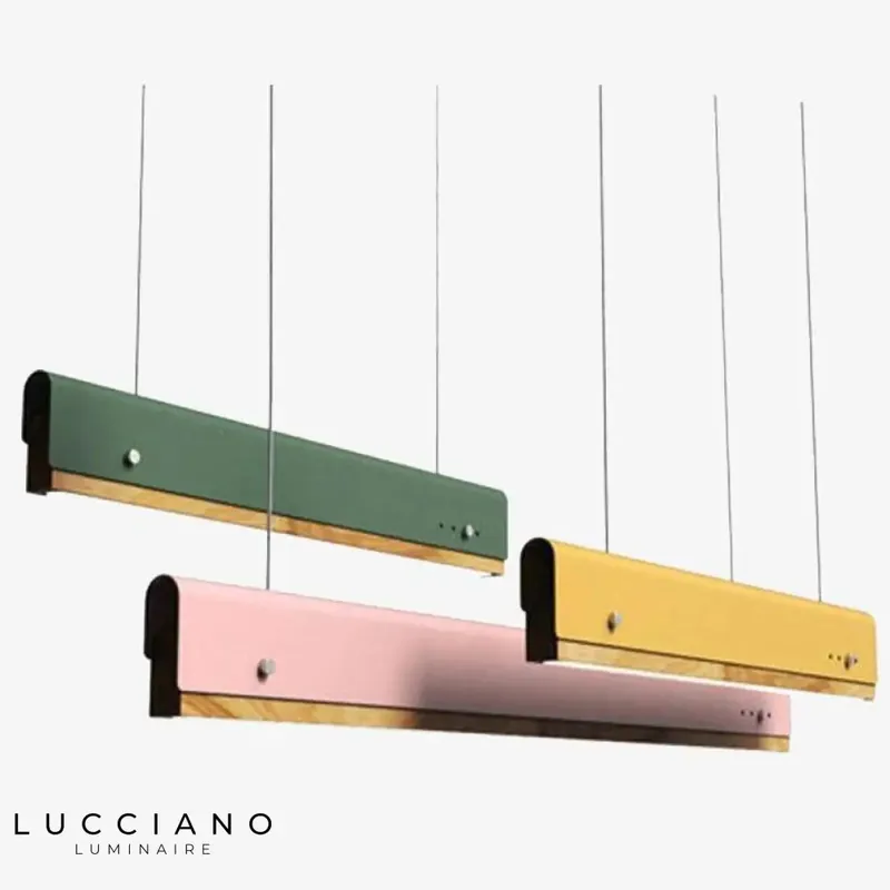 Suspension LED bois et métal coloré