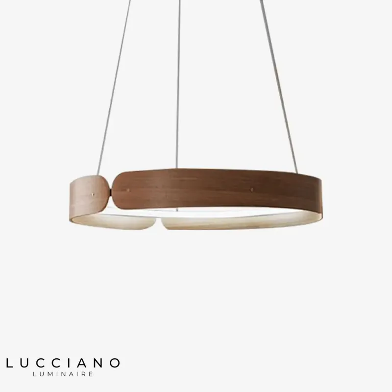 Lustre LED rond en bois Nordic