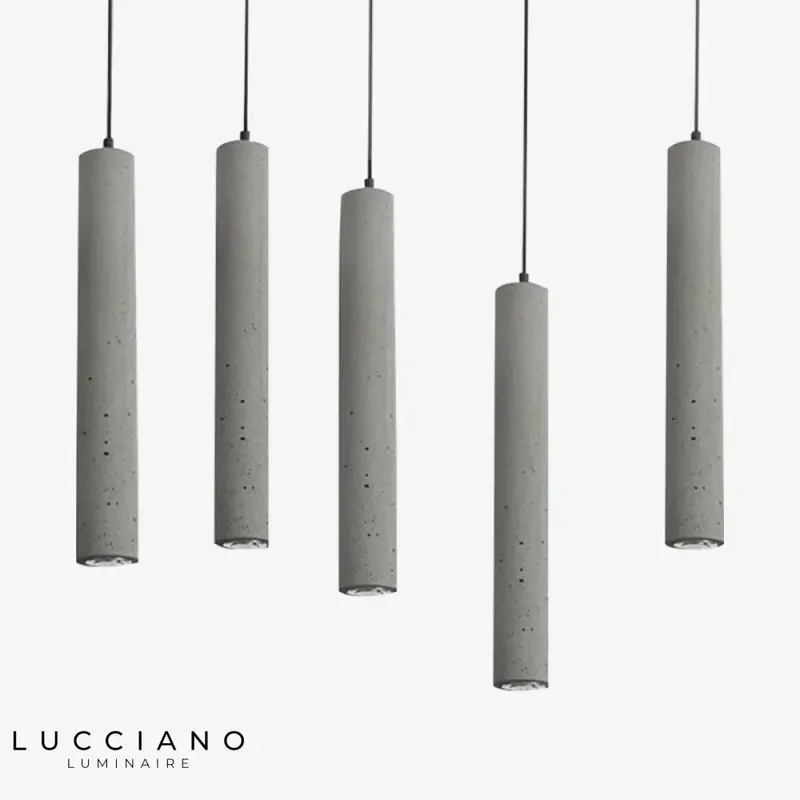 Suspension LED grise en ciment