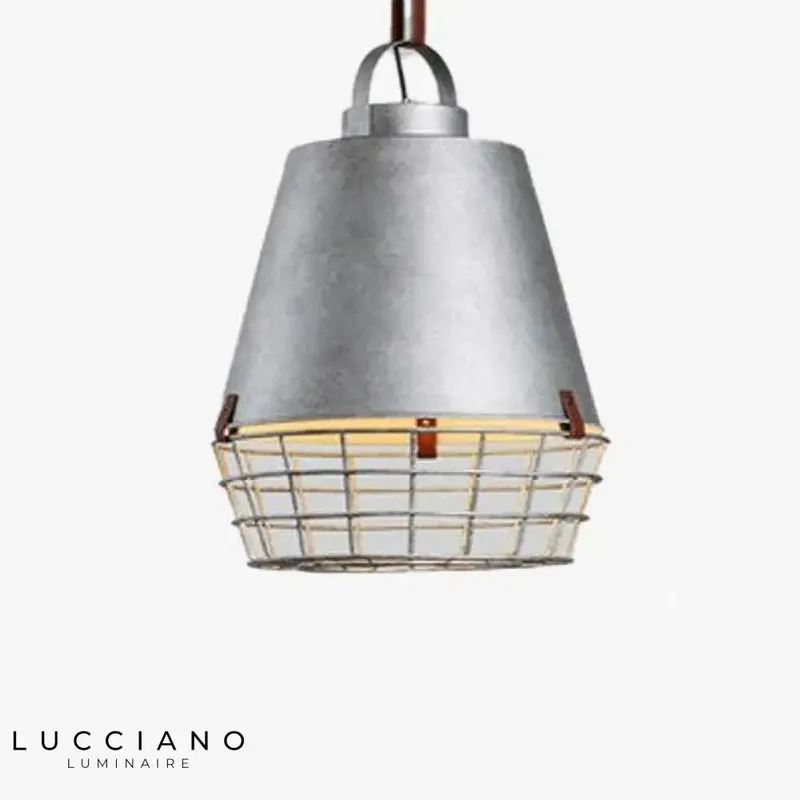 Suspension LED industrielle abat-jour cage grise