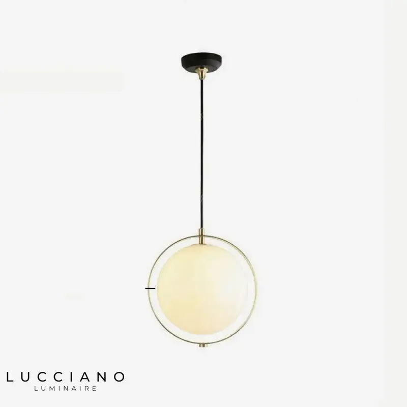 Suspension LED cercle doré verre