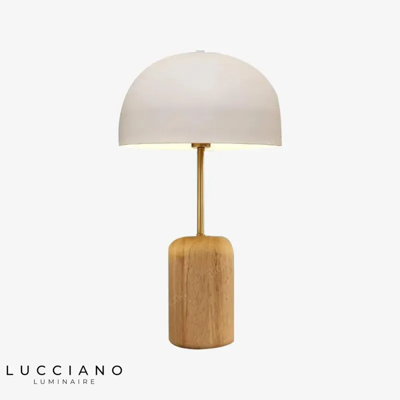 Lampe LED Bois Abat-jour Blanc