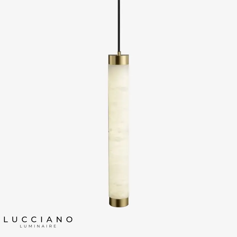 Suspension LED en marbre bords dorés