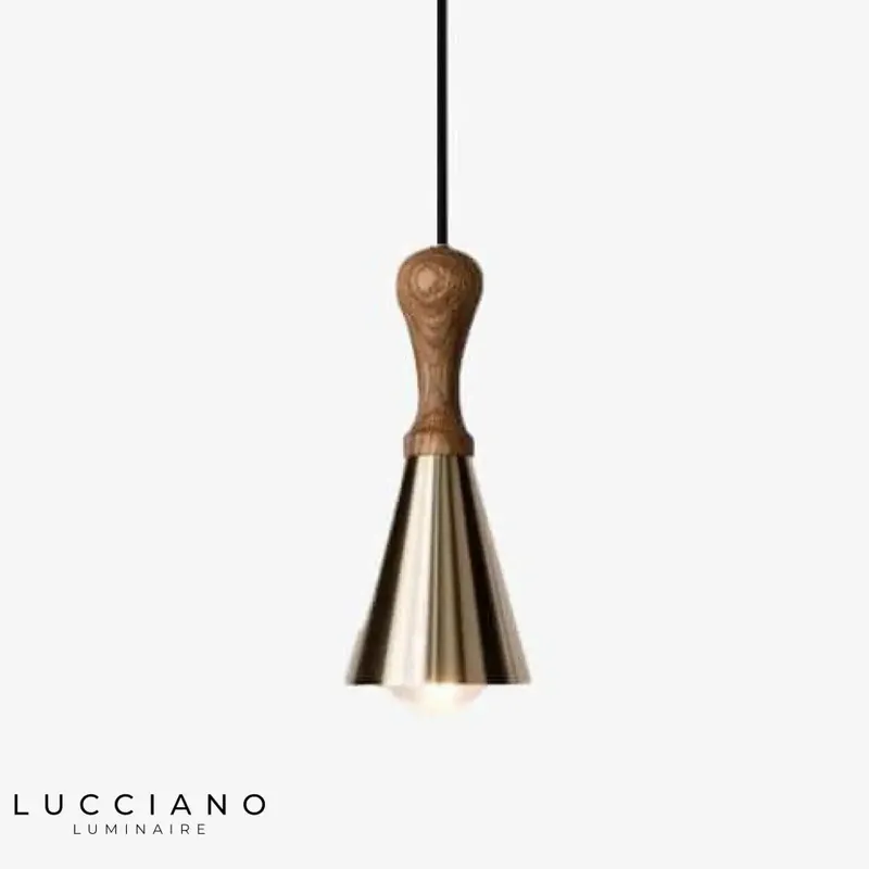 Suspension LED Bois et Métal Conique