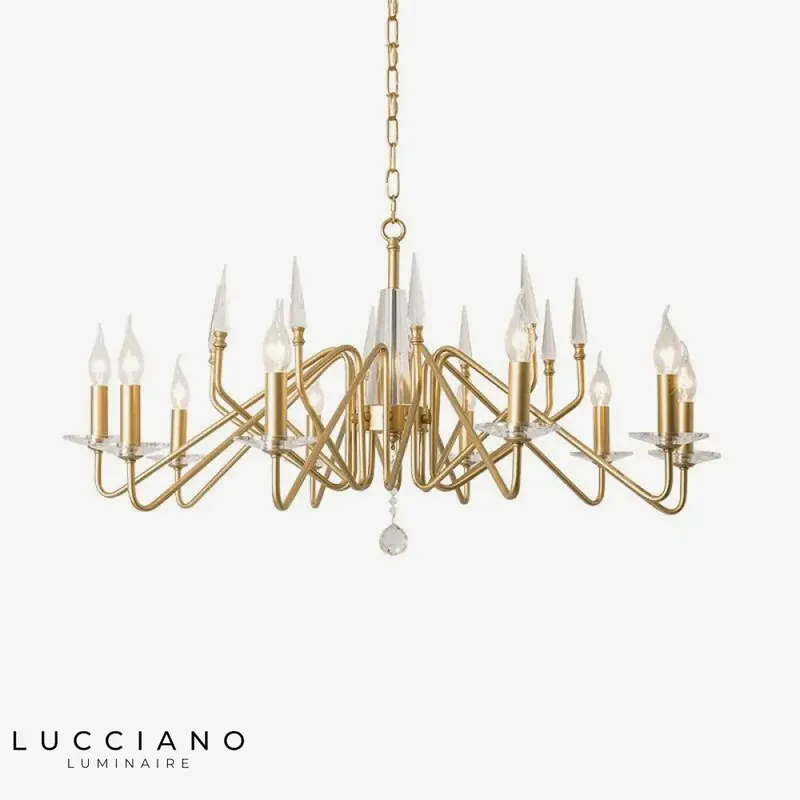 Lustre LED Branches Dorées Crystal