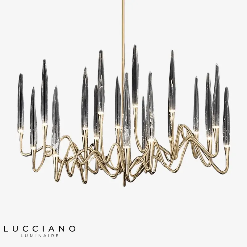 Lustre LED design tiges dorées