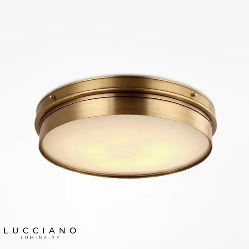 Plafonnier LED rond métal doré industriel
