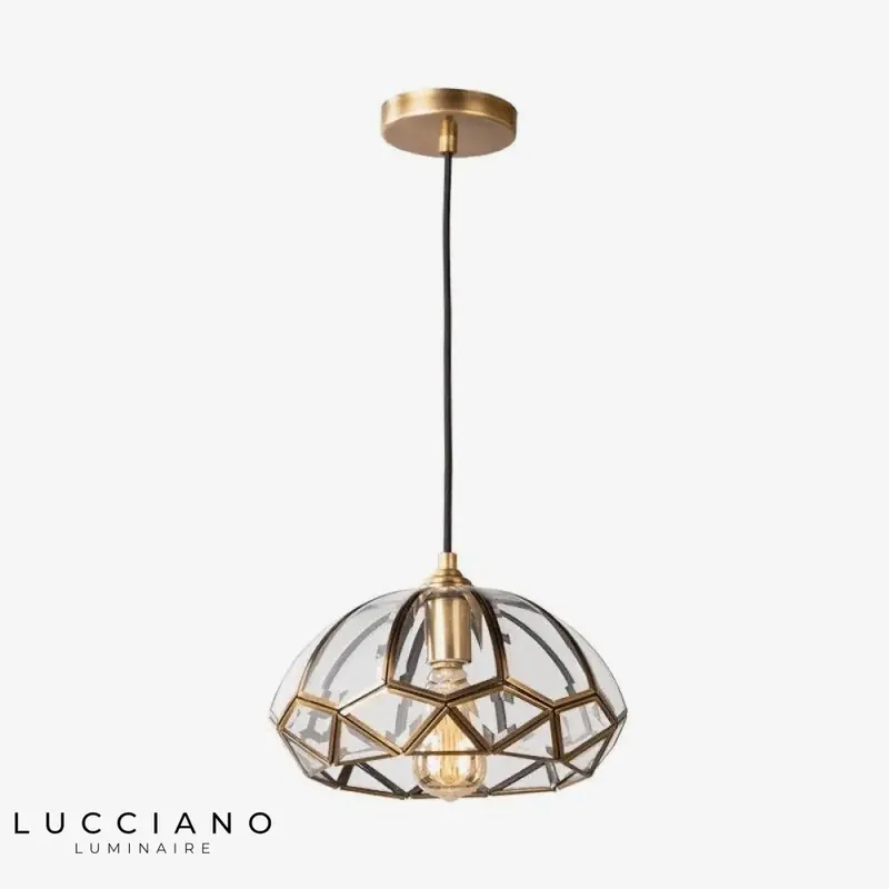 Suspension LED Géométrique Verre et Métal doré